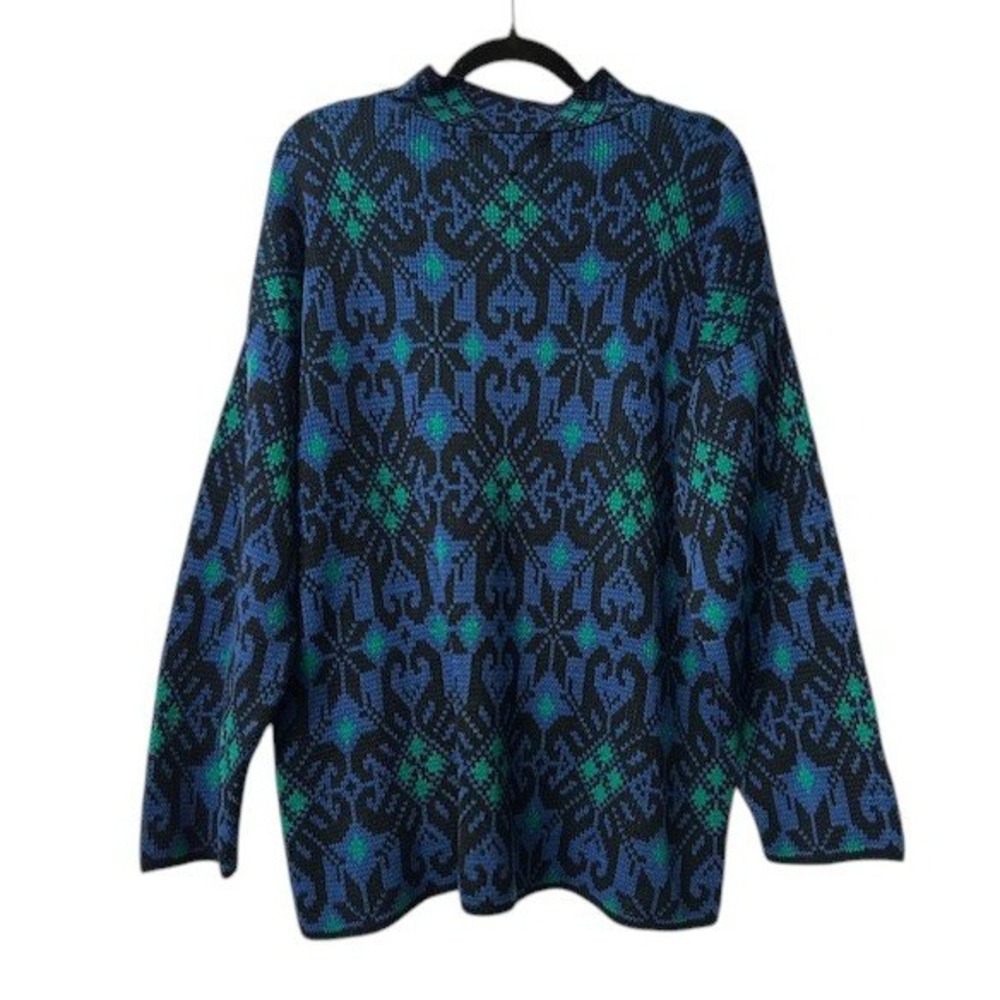 Vintage Nuggets 1X/XXL Women's Sweater Colorful Geometric 90s Retro Cabin Rustic